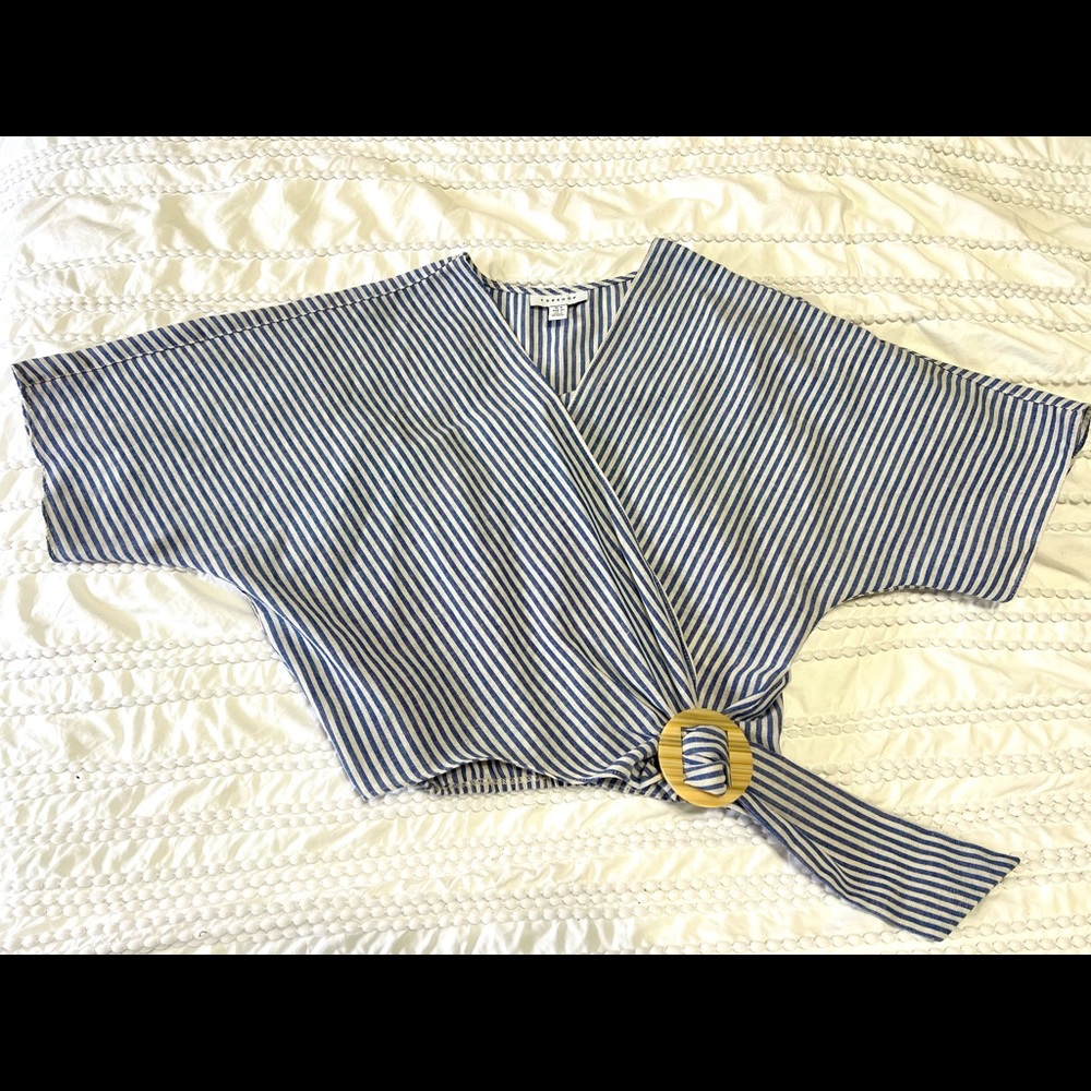 Topshop striped cropped blouse
